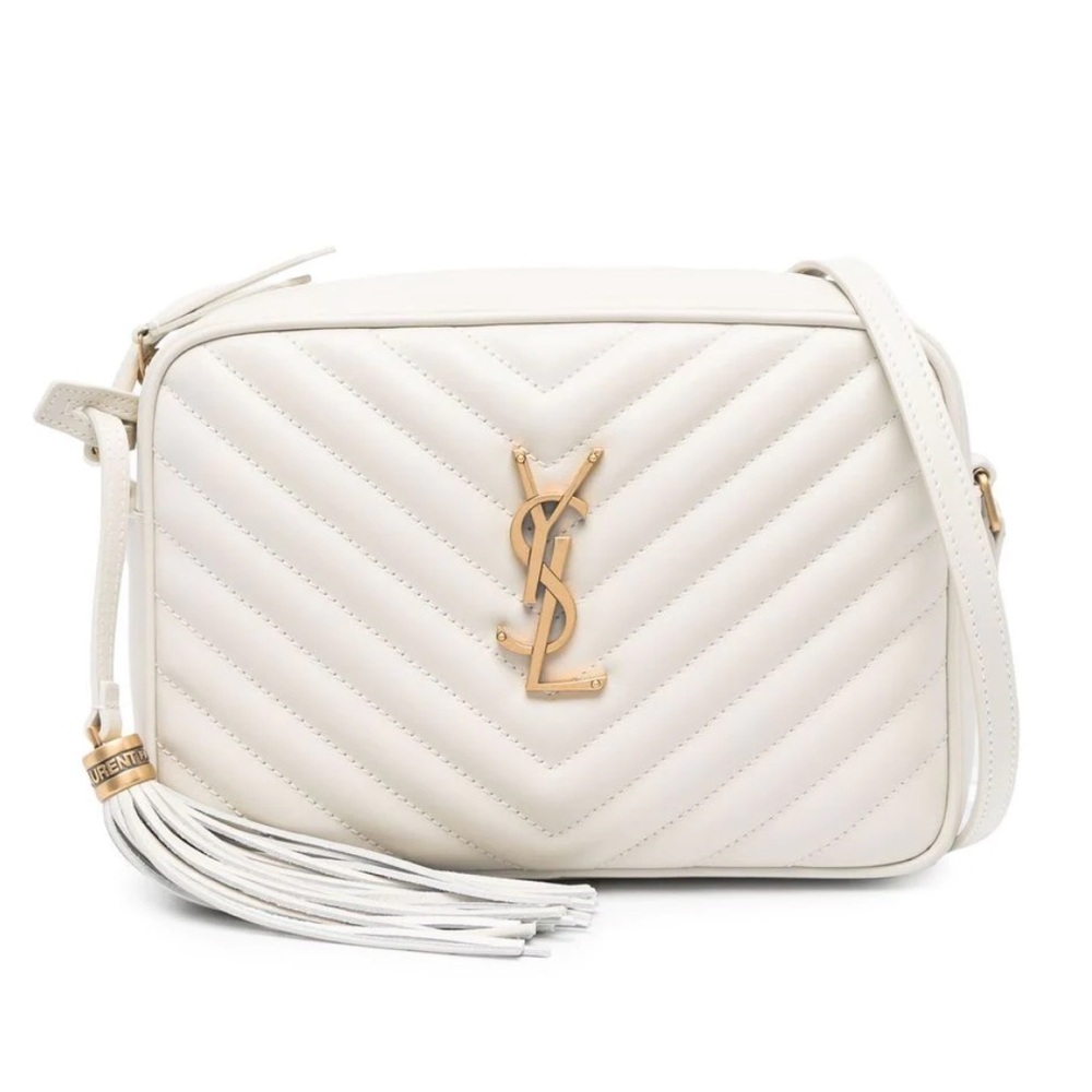 Lou Crema White Chevron Camera Bag